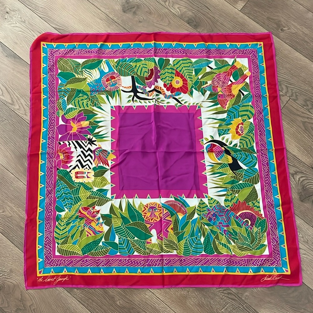 Vintage Laurel Burch ‘The Secret Garden’ scarf